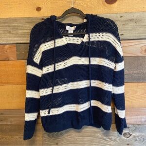 C&C California Navy and white V-Neck Sweater